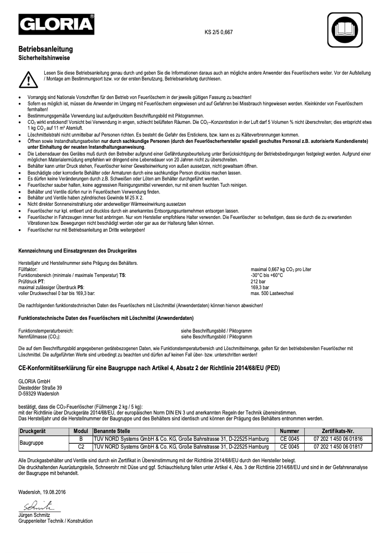 Page n°1 - Manuel utilisateur GLORIA KS5ST