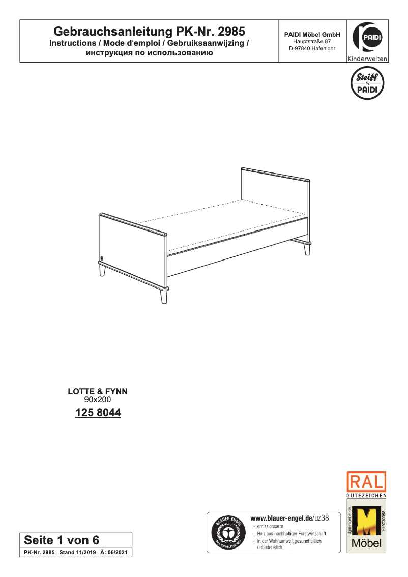 Page n°1 - Manuel utilisateur Paidi Lotte & Fynn