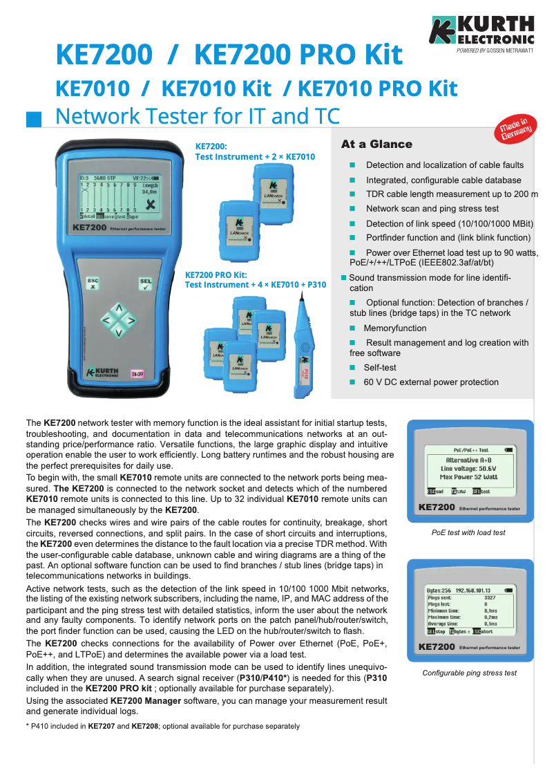 Page n°1 - Fiche technique Kurth Electronic KE7208