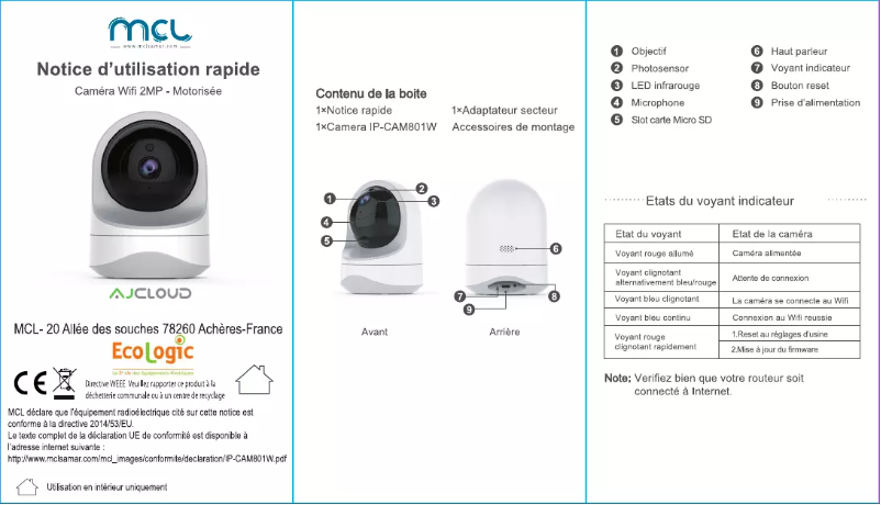Image de la première page du manuel de l'appareil IP-CAM801W