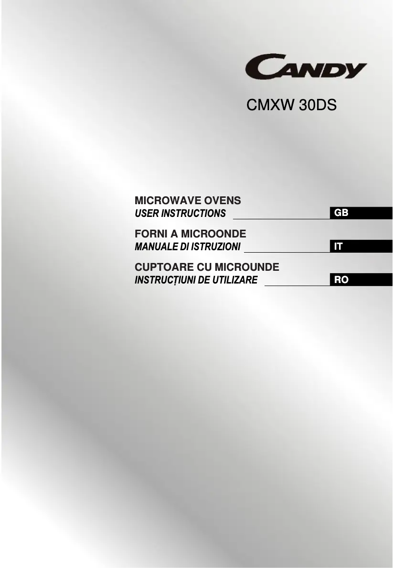 Page n°1 - Manuel utilisateur Candy CMXW 30DS