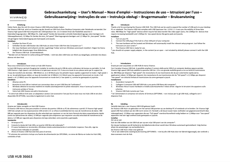 Image de la première page du manuel de l'appareil IT-USB3HUB4PWR