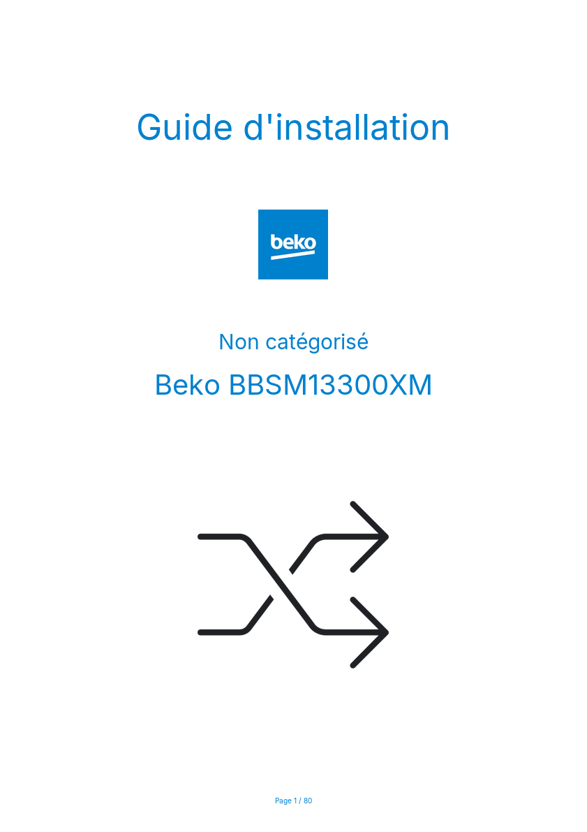 Page n°1 - Guide d'installation Beko BBSM13300XM