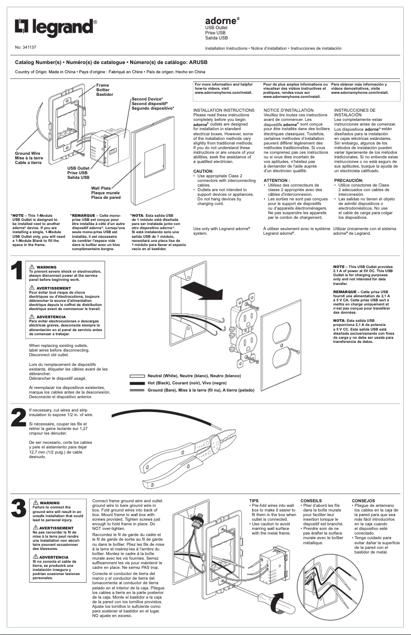 Imagen de la primera página del manual del dispositivo ARUSBW4