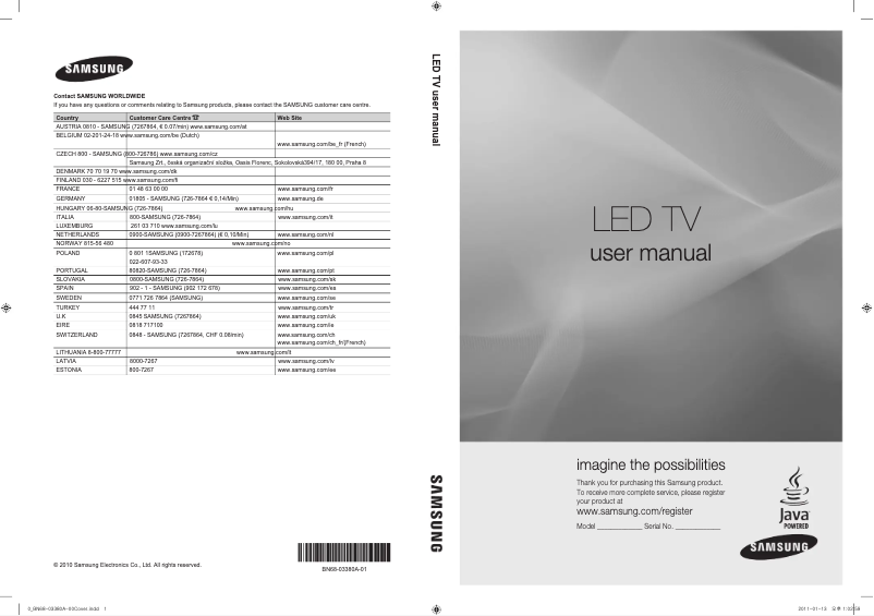 Image de la première page du manuel de l'appareil UE46S800XW