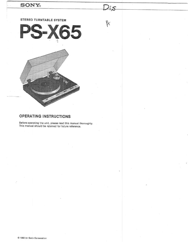 Page 1 de la notice Manuel utilisateur Sony PS-X65