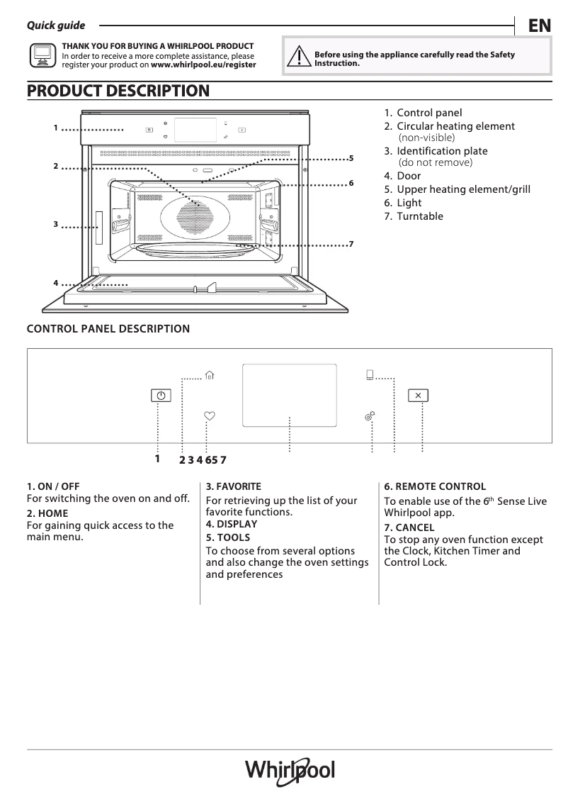 Page 1 de la notice Manuel utilisateur Whirlpool W9I MW261