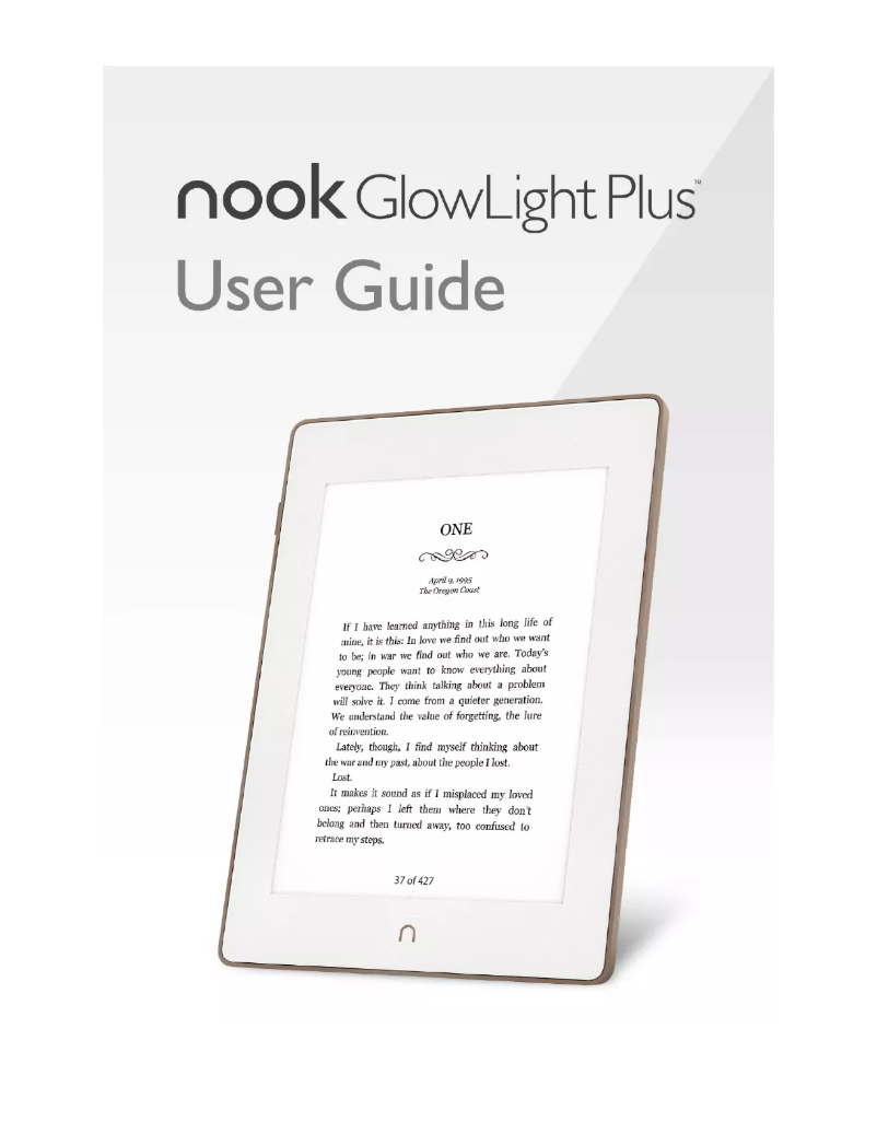 Page n°1 - Manuel utilisateur Barnes & Noble Nook GlowLight Plus 6.0"