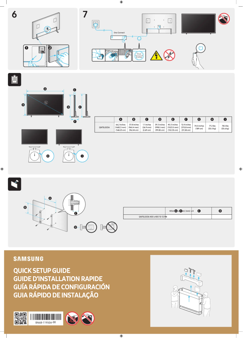 Page 1 de la notice Manuel utilisateur Samsung QN75LS03AAK