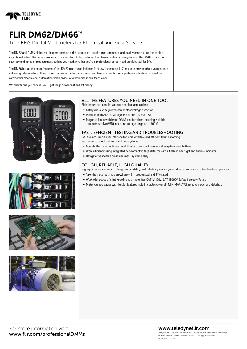 Page 1 de la notice Fiche technique FLIR DM66