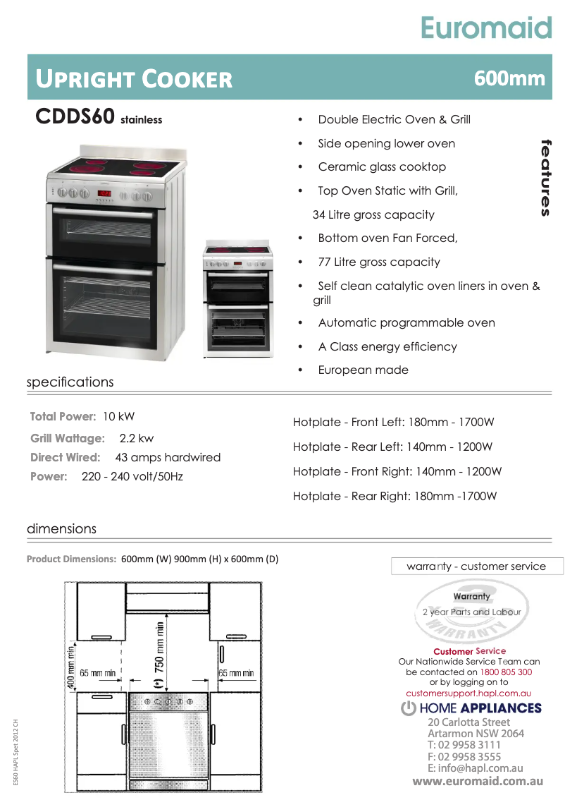 Página 1 del manual Manual de usuario Euromaid CDDS60