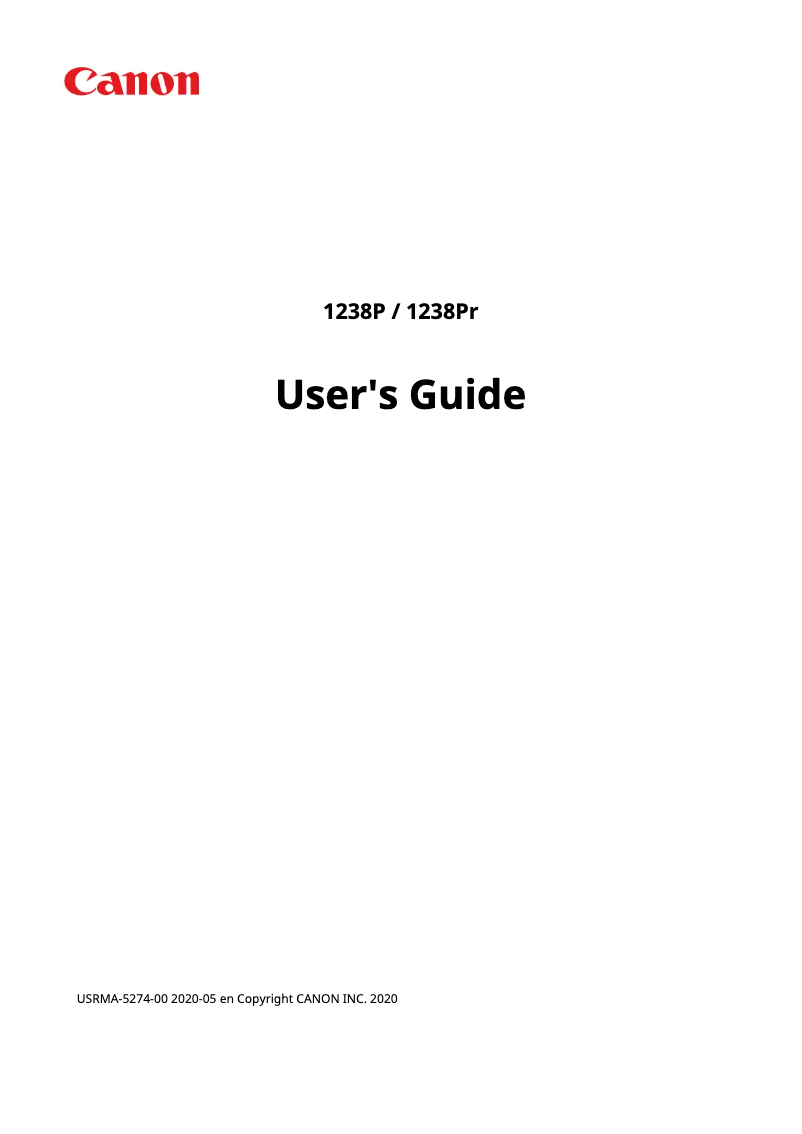 Page n°1 - Manuel utilisateur Canon i-SENSYS X 1238P