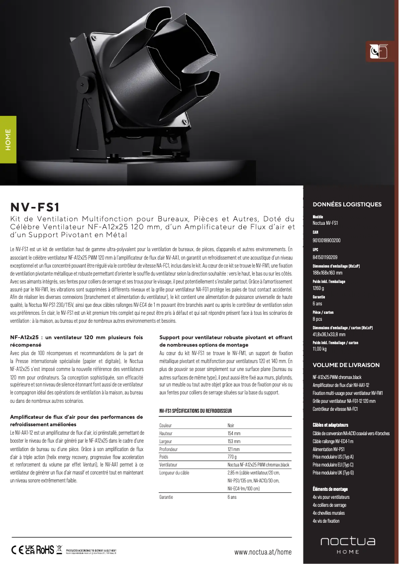 Page 1 de la notice Manuel utilisateur Noctua NV-FS1