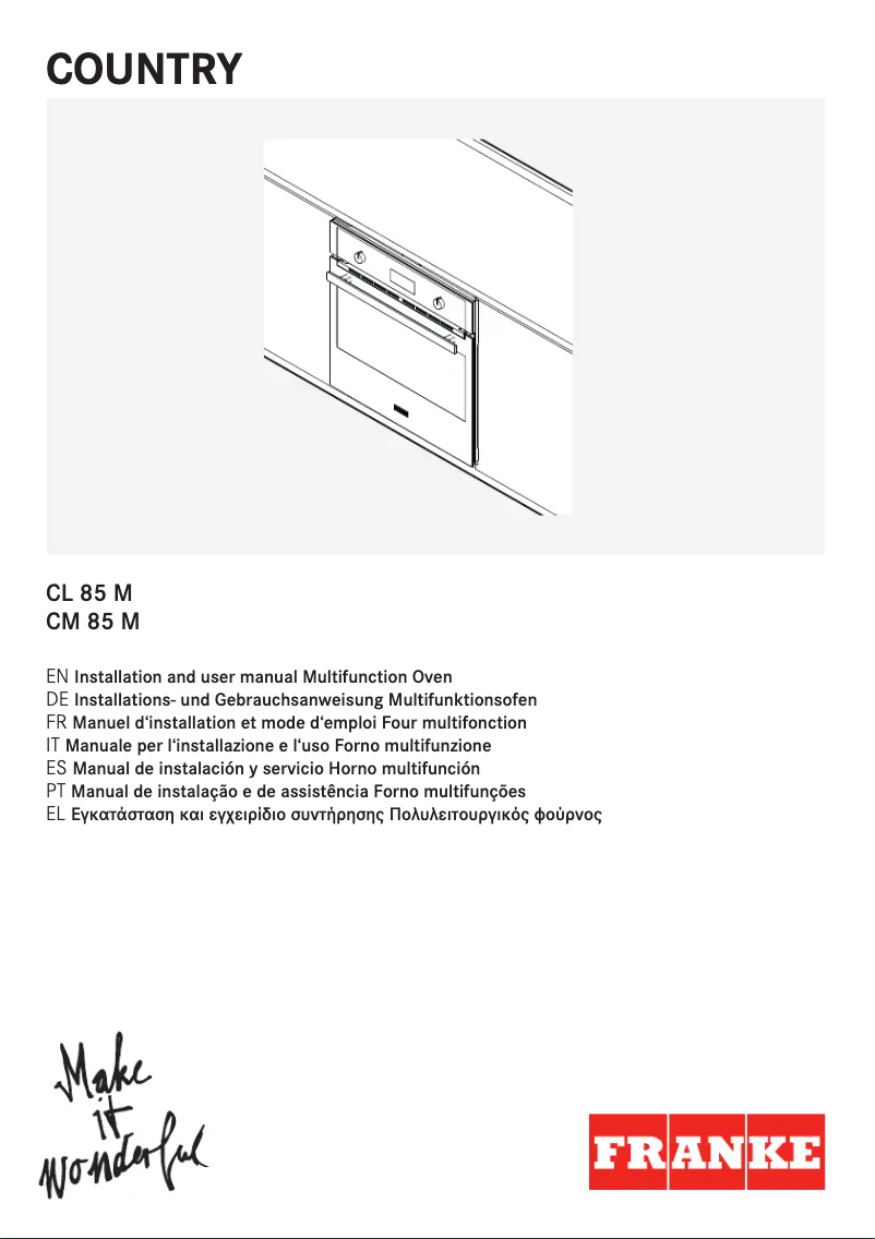 Page 1 de la notice Manuel utilisateur Franke CL 85 M GF
