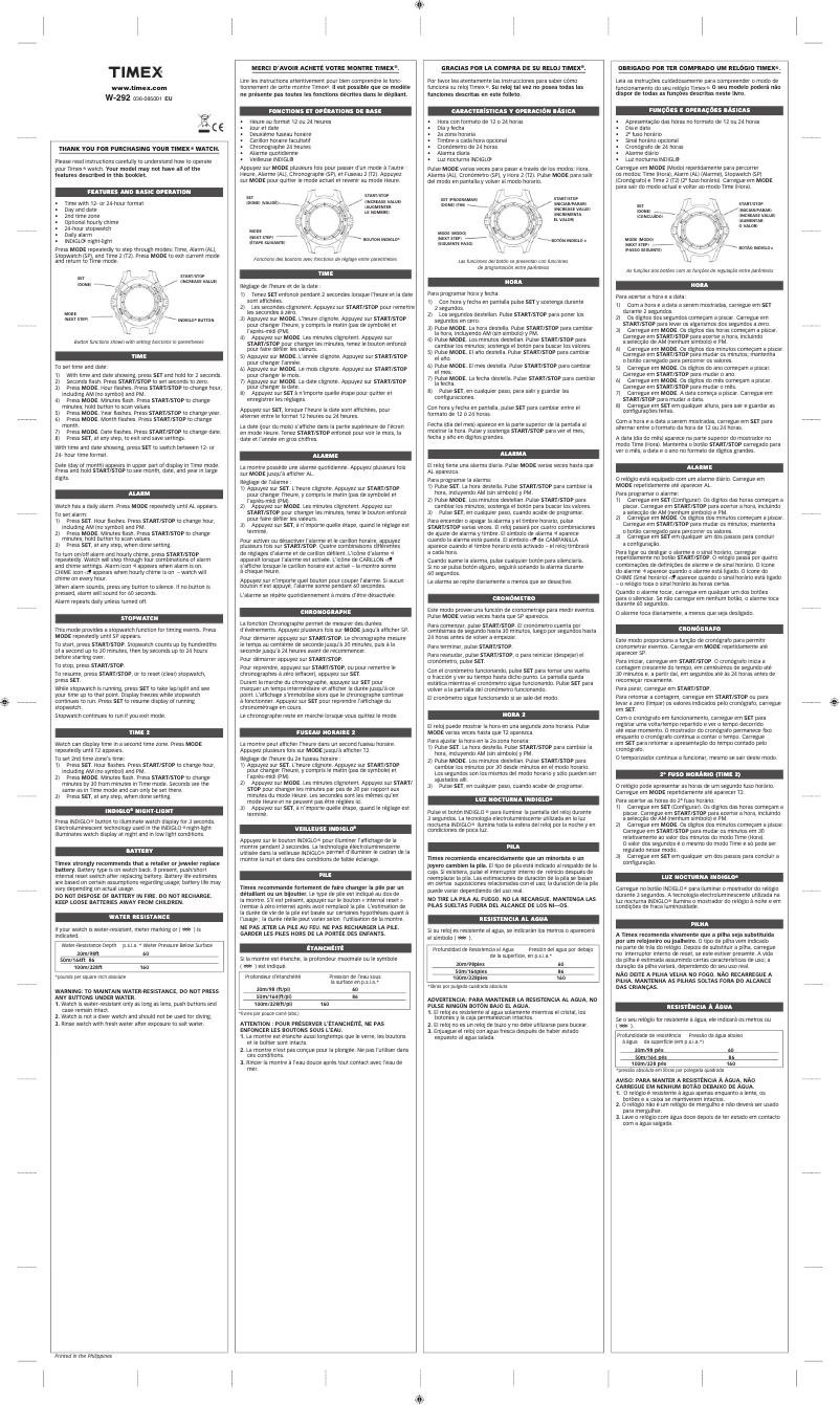 Page 1 de la notice Manuel utilisateur Timex TW5K85000