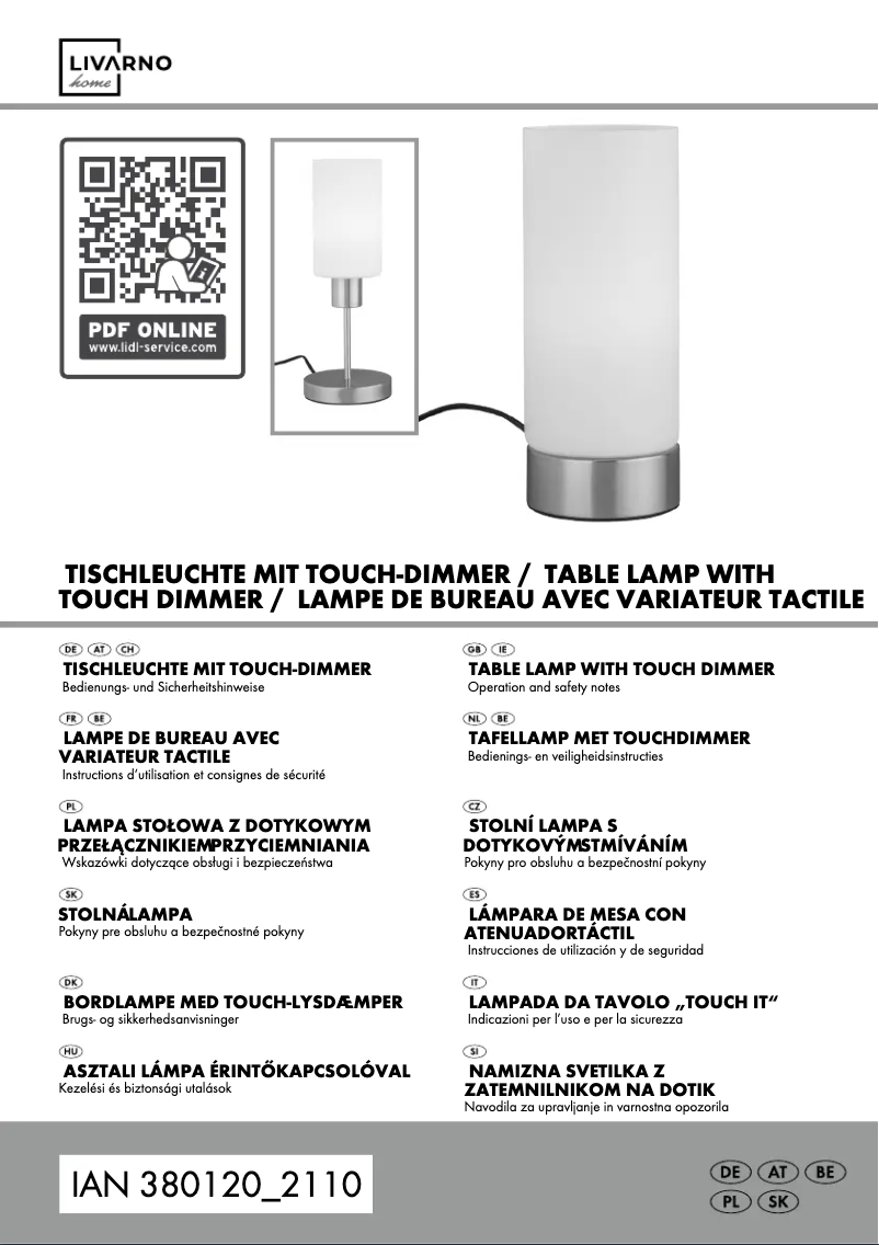 Page 1 de la notice Manuel utilisateur Livarno Lux IAN 380120