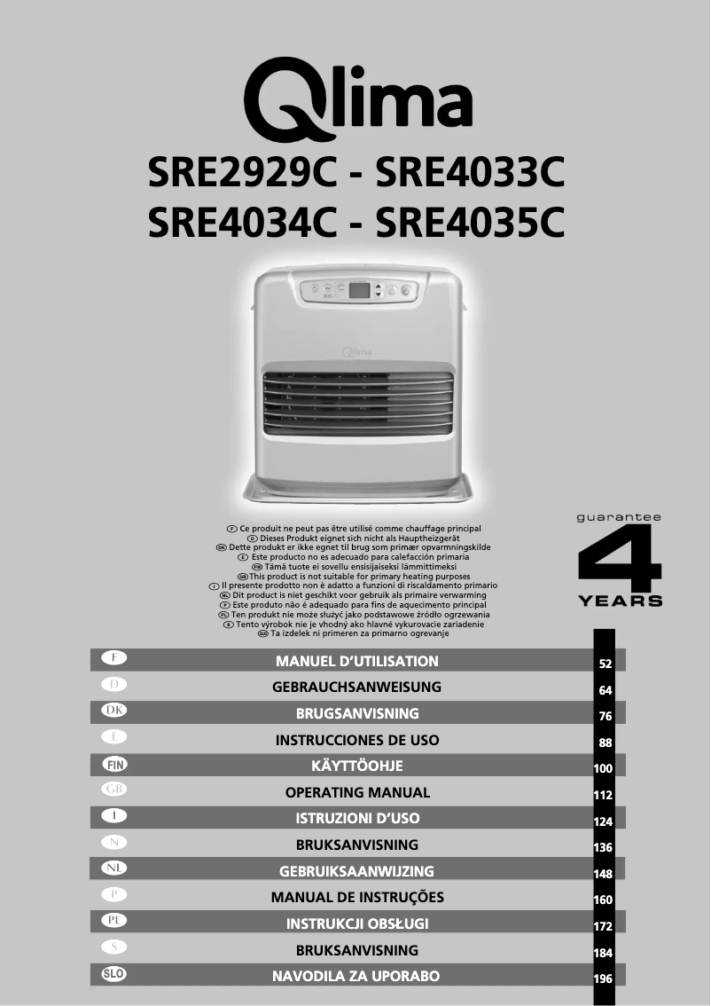 Page 1 de la notice Manuel utilisateur Qlima SRE4034C