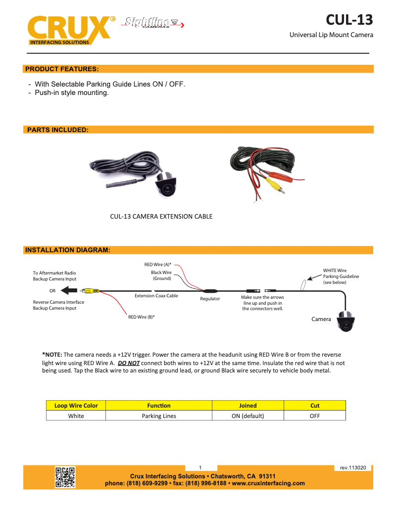 Page n°1 - Manuel utilisateur CRUX CUL-13