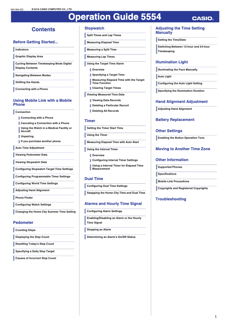 Page 1 de la notice Manuel utilisateur Casio G-Shock G-Squad GBA-800-3AER