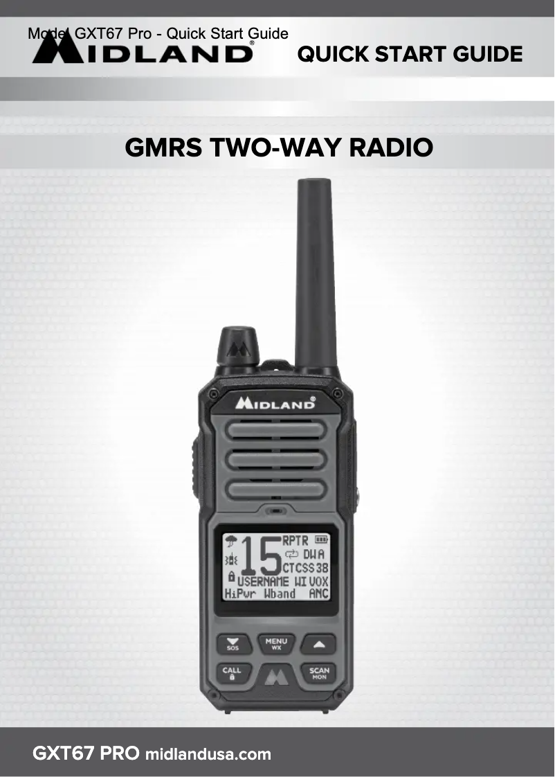 Page n°1 - Guide de démarrage rapide Midland GXT67 PRO