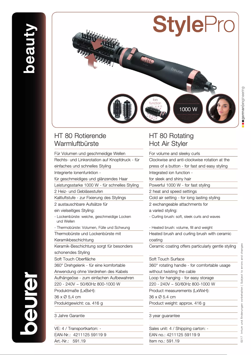 Page n°1 - Fiche technique Beurer HT 80