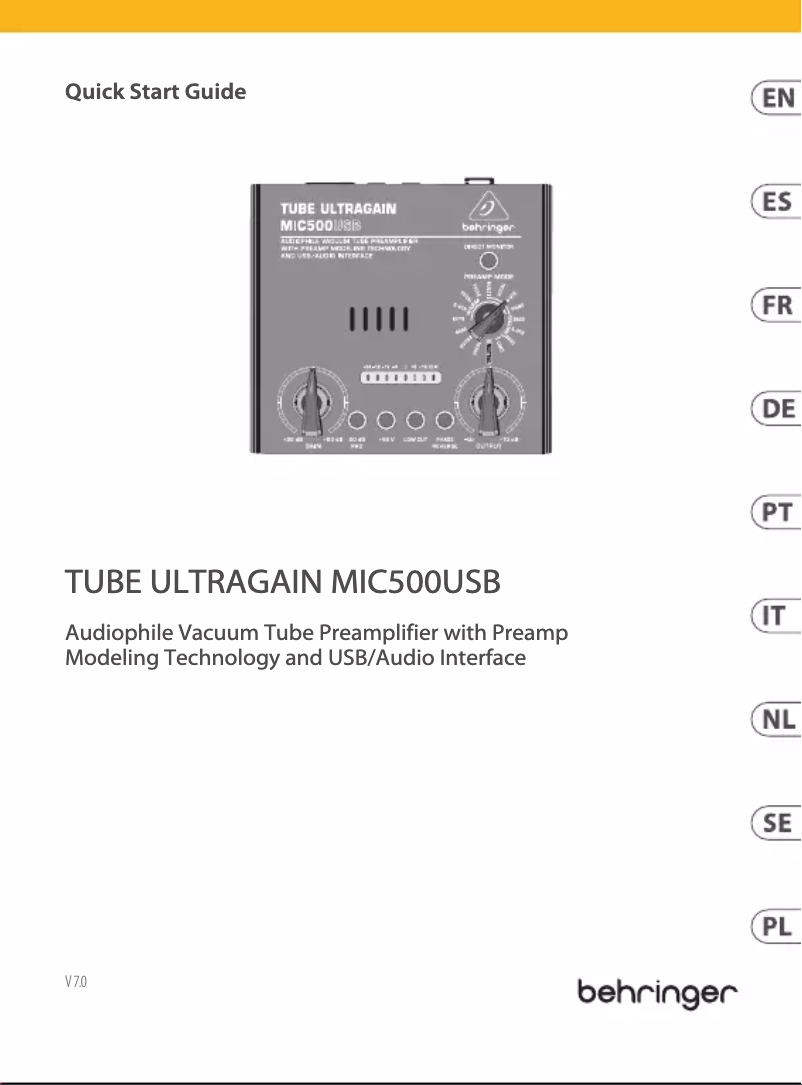 Image de la première page du manuel de l'appareil Tube Ultragain MIC500USB