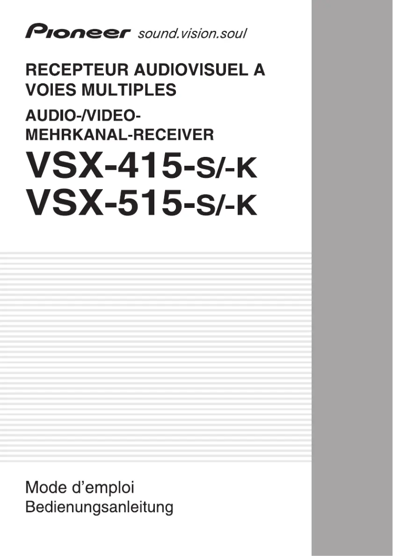 Page n°1 - Manuel utilisateur Pioneer VSX-515-K
