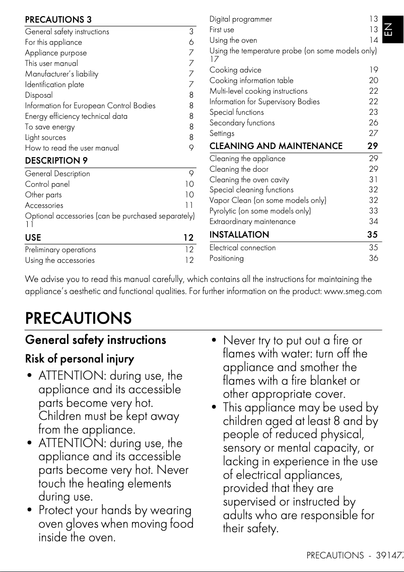 Page n°1 - Manuel utilisateur Smeg SOPA6102TN