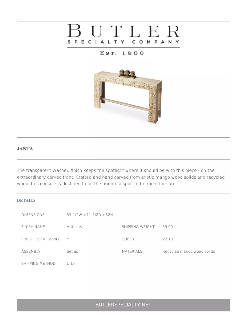 Page 1 de la notice Manuel utilisateur Butler Janta 2069290