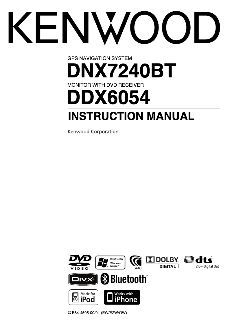 Image de la première page du manuel de l'appareil DNX7240BT