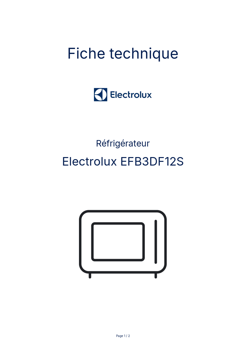 Image de la première page du manuel de l'appareil EFB3DF12S