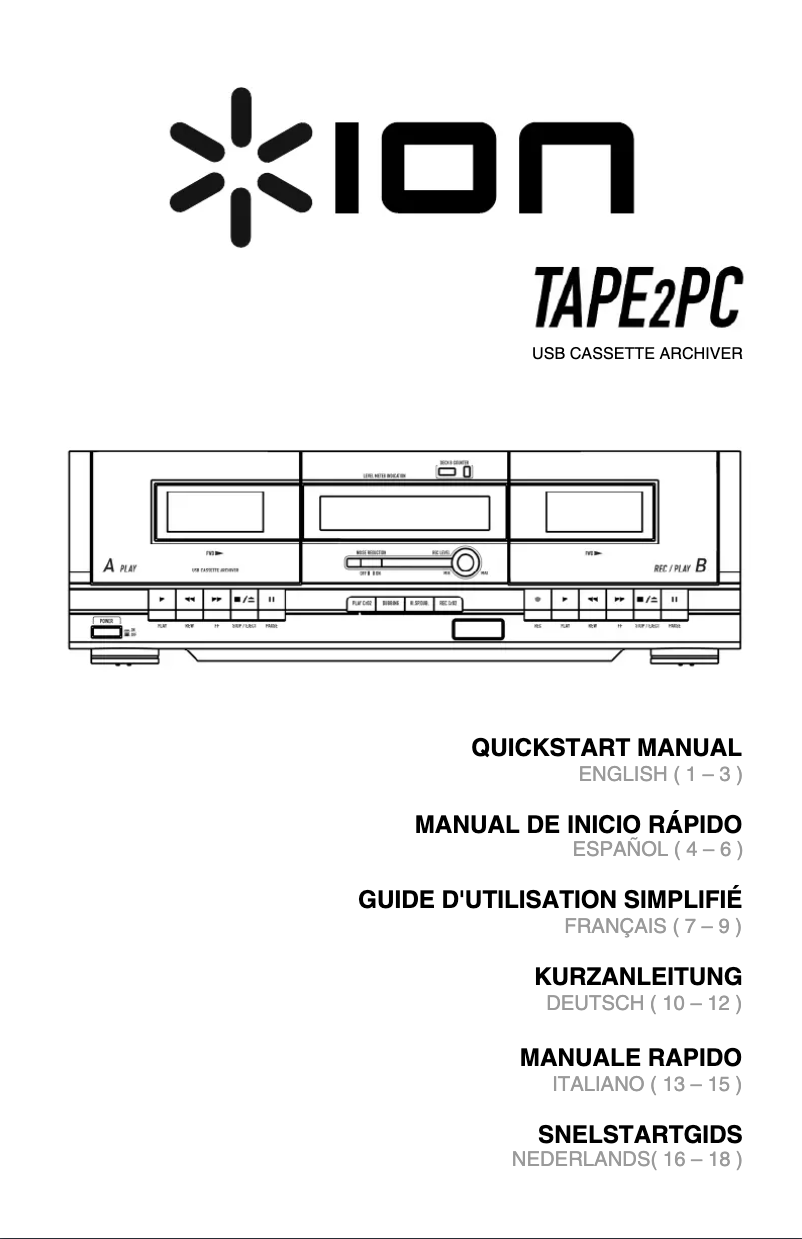 Page 1 de la notice Manuel utilisateur ION TAPE 2 PC