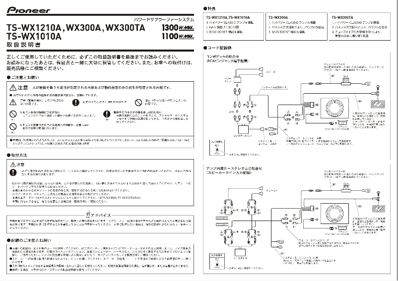 Page 1 de la notice Manuel utilisateur Pioneer TS-WX1010A