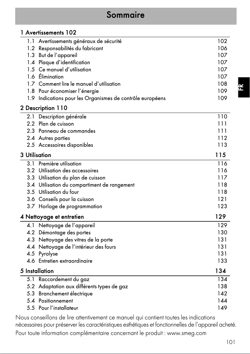 Page n°1 - Manuel utilisateur Smeg A2PY-81