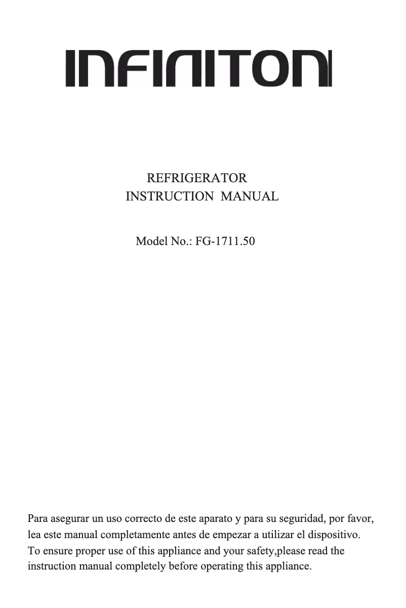 Page 1 de la notice Manuel utilisateur Infiniton FG-1711.50