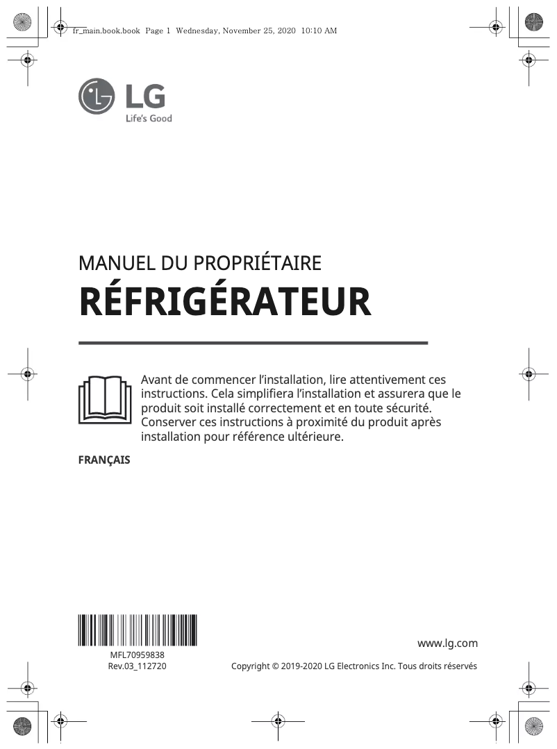 Page 1 de la notice Manuel utilisateur LG GL5241PZJZ1