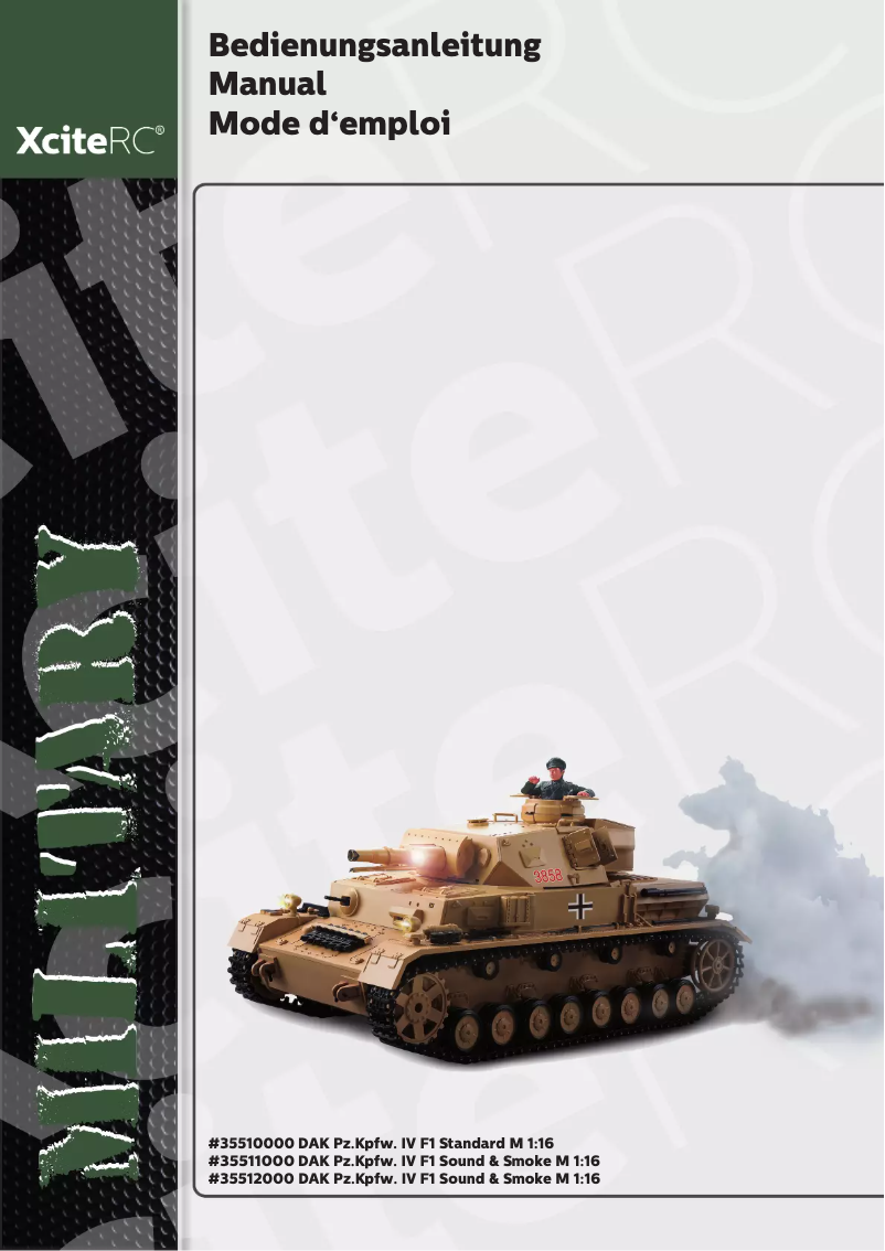 Page 1 de la notice Manuel utilisateur XciteRC DAK Pz.Kpfw. IV F-1