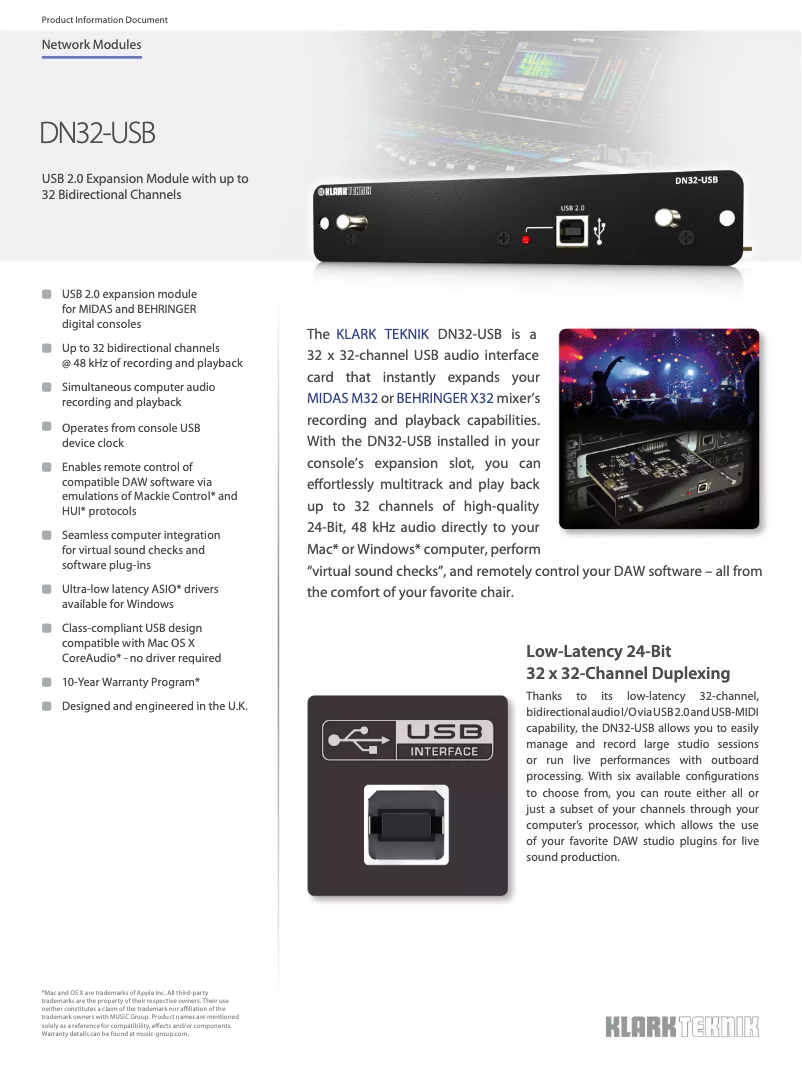 Page n°1 - Fiche technique Klark Teknik DN32-USB