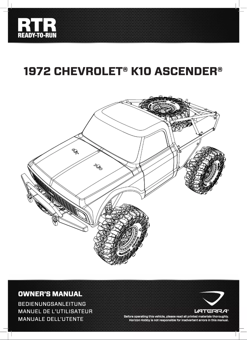 Page 1 de la notice Manuel utilisateur Vaterra 1972 Chevrolet K10 Pickup Ascender
