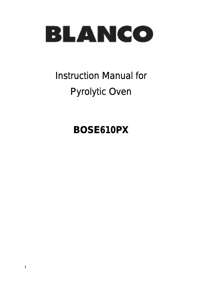 Page n°1 - Manuel utilisateur BLANCO BOSE610PX