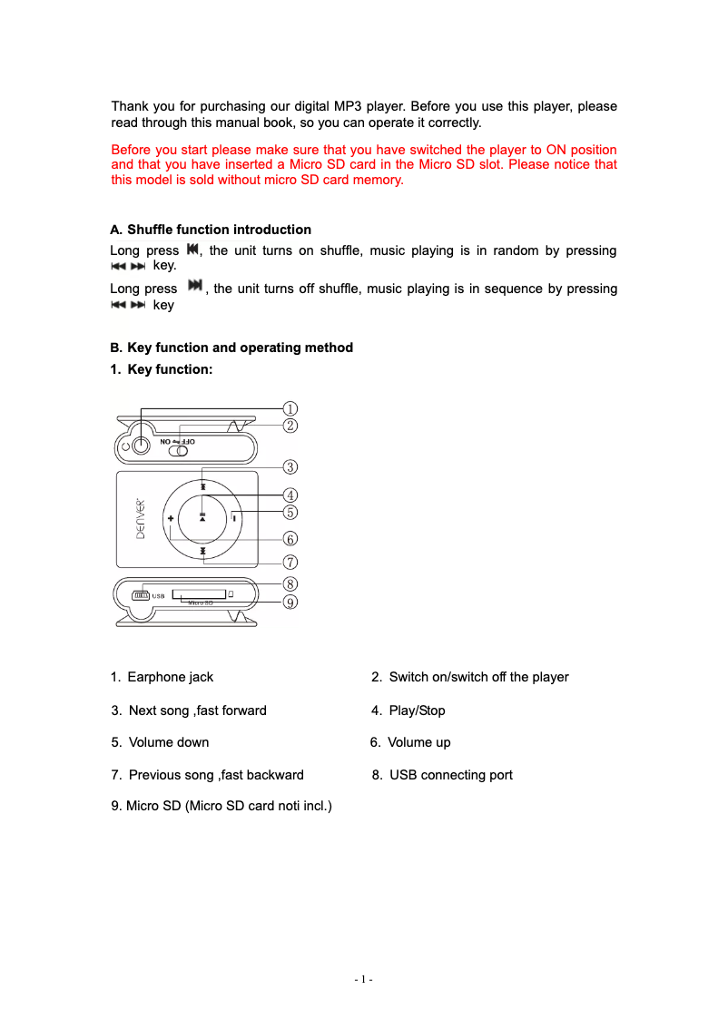 Image de la première page du manuel de l'appareil MPS-110NF