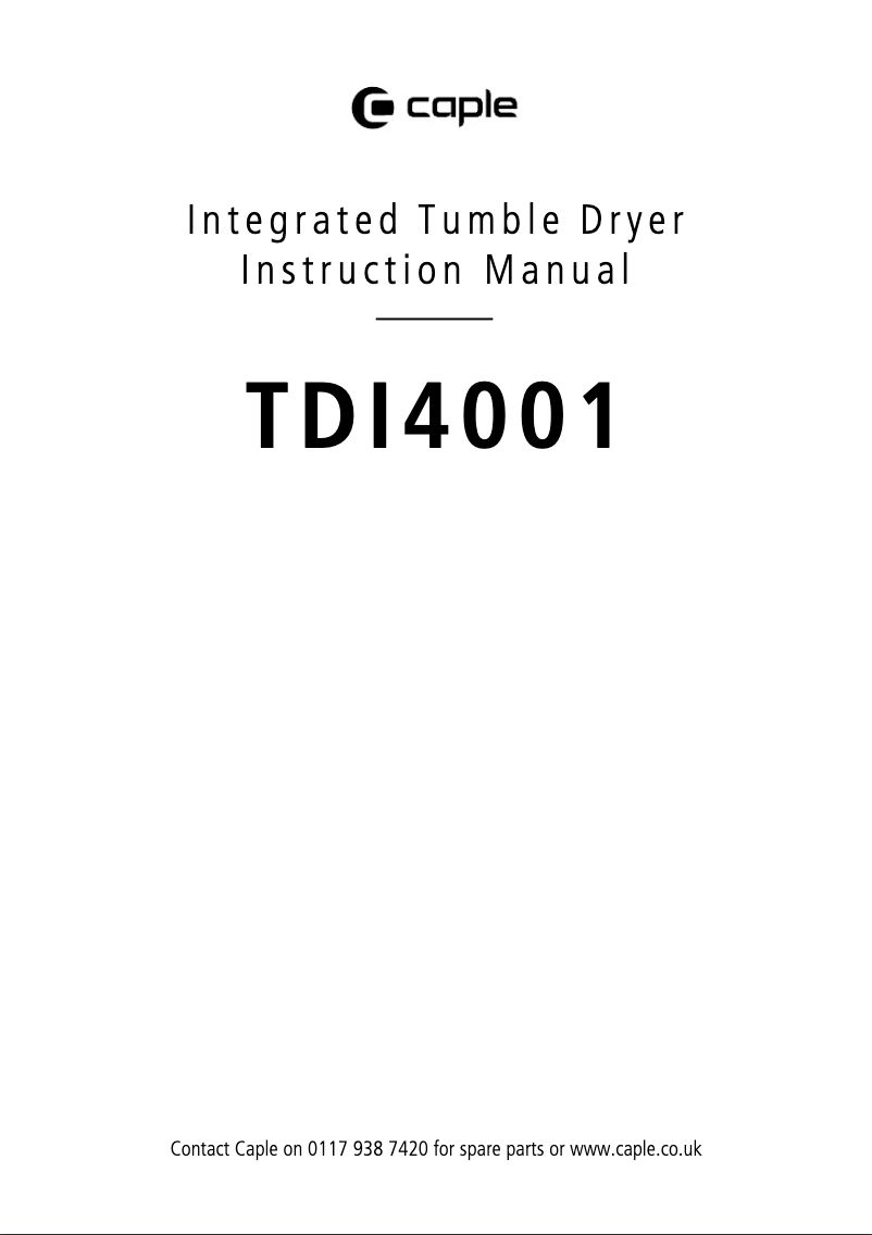 Page 1 de la notice Manuel utilisateur Caple TDI4001