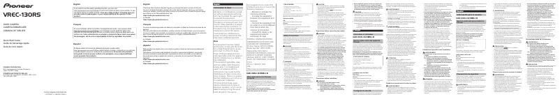 Page n°1 - Guide de démarrage rapide Pioneer VREC-130RS