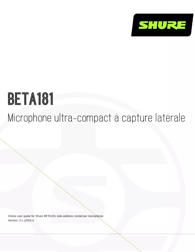 Page n°1 - Manuel utilisateur Shure BETA 181