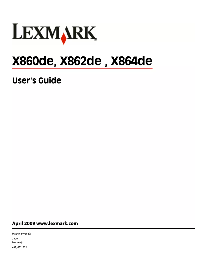 Page 1 de la notice Manuel utilisateur Lexmark X862dte 4