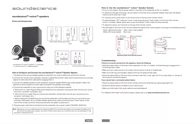 Page 1 de la notice Manuel utilisateur Antec Rockus 3D 2.1