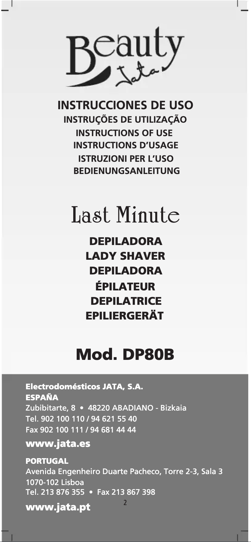 Imagen de la primera página del manual del dispositivo DP80B