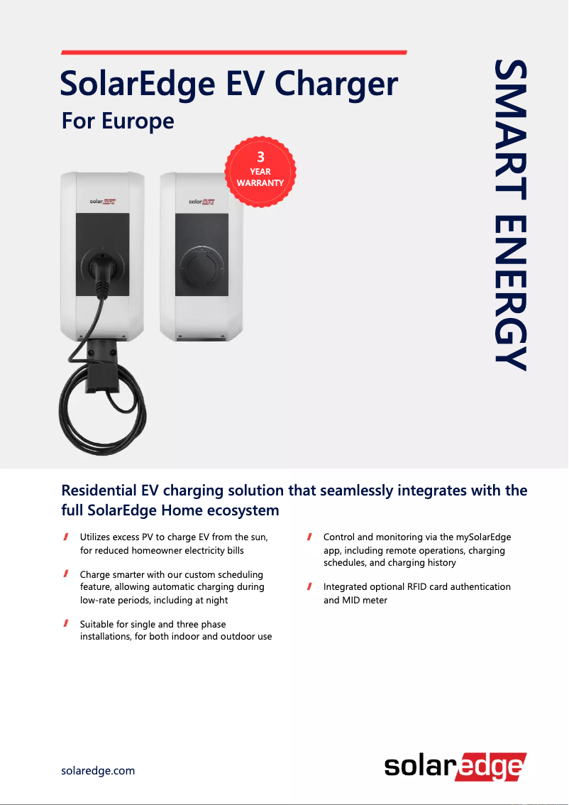 Página 1 del manual Ficha técnica SolarEdge SE-EVK22SRM-01