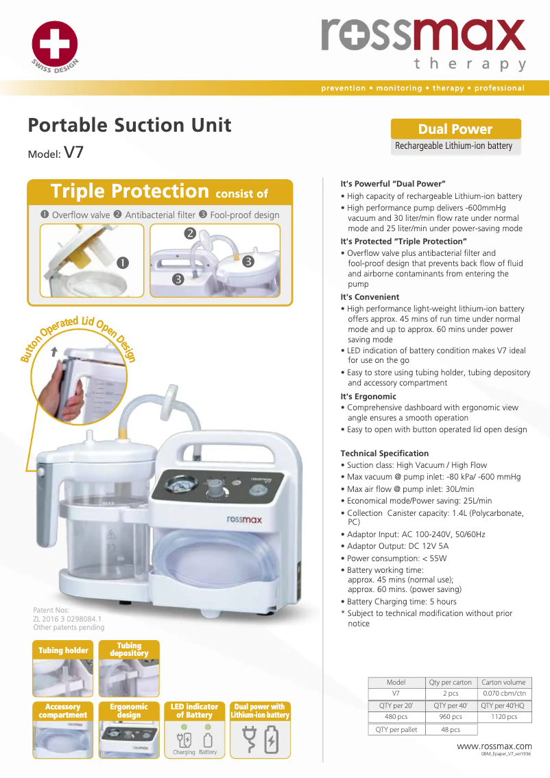 Page 1 de la notice Brochure Rossmax V7