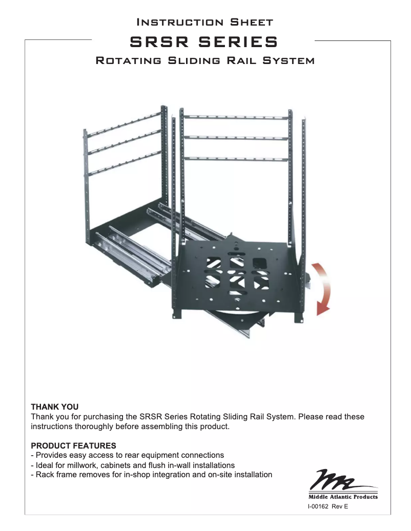 Page 1 de la notice Manuel utilisateur Middle Atlantic SRSR-2-16